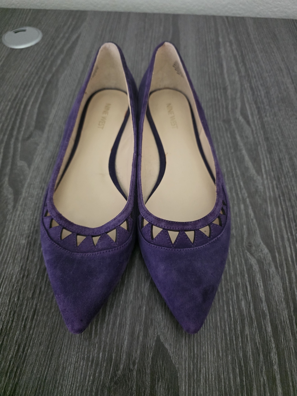Nine West Purple Suede Flats with Cutout Detail - Picture 2 of 9